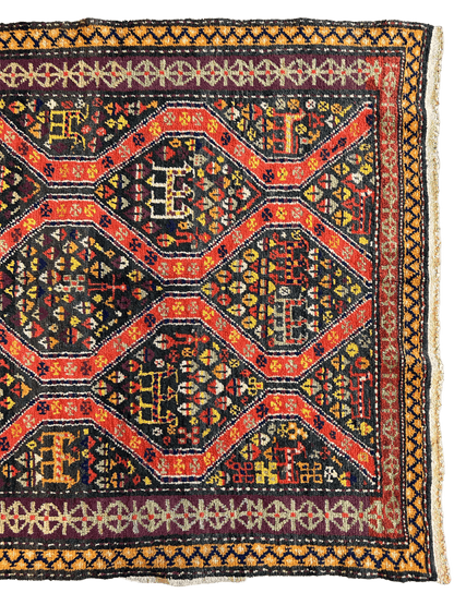 Rare Antique Handmade Caucasian Kazak Rug 4’ x 9’ - Nuvé