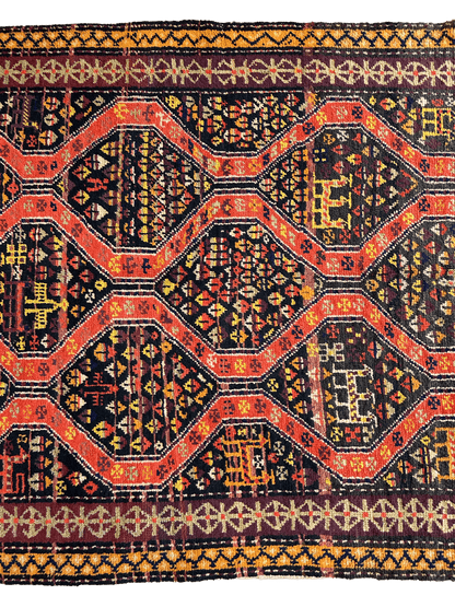 Rare Antique Handmade Caucasian Kazak Rug 4’ x 9’ - Nuvé