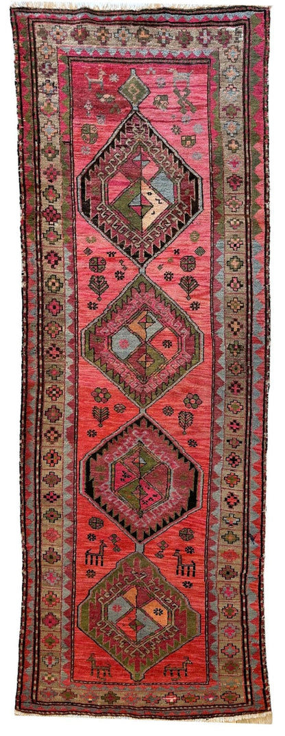 Rare Antique Handmade Caucasian Runner Rug 3’7" x 9’2" - Nuvé