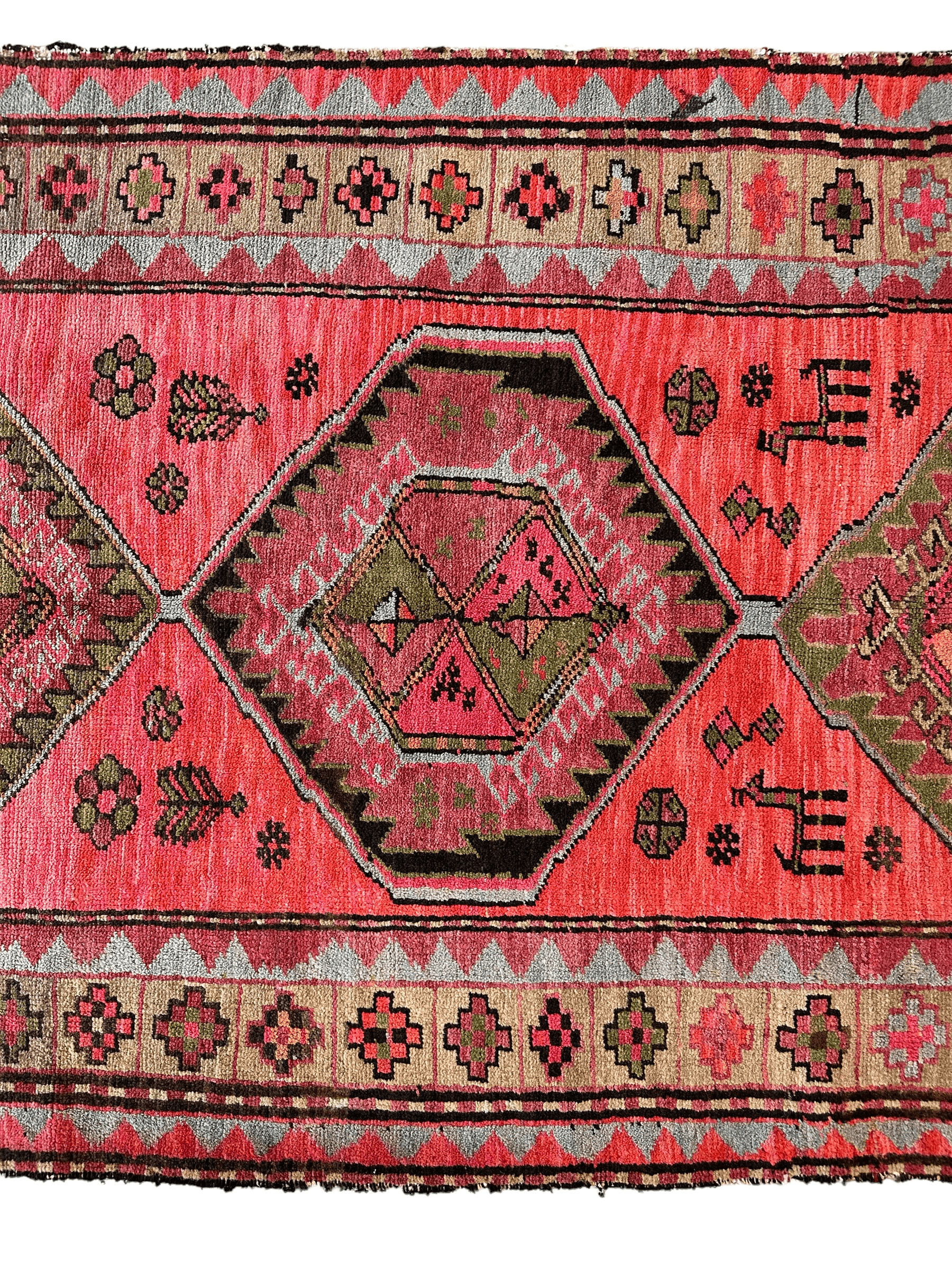 Rare Antique Handmade Caucasian Runner Rug 3’7" x 9’2" - Nuvé