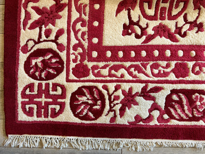 Red & Beige Chinese Art Deco Style Rug 11 x 15 - Nuvé