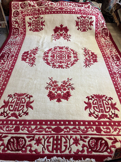 Red & Beige Chinese Art Deco Style Rug 11 x 15 - Nuvé