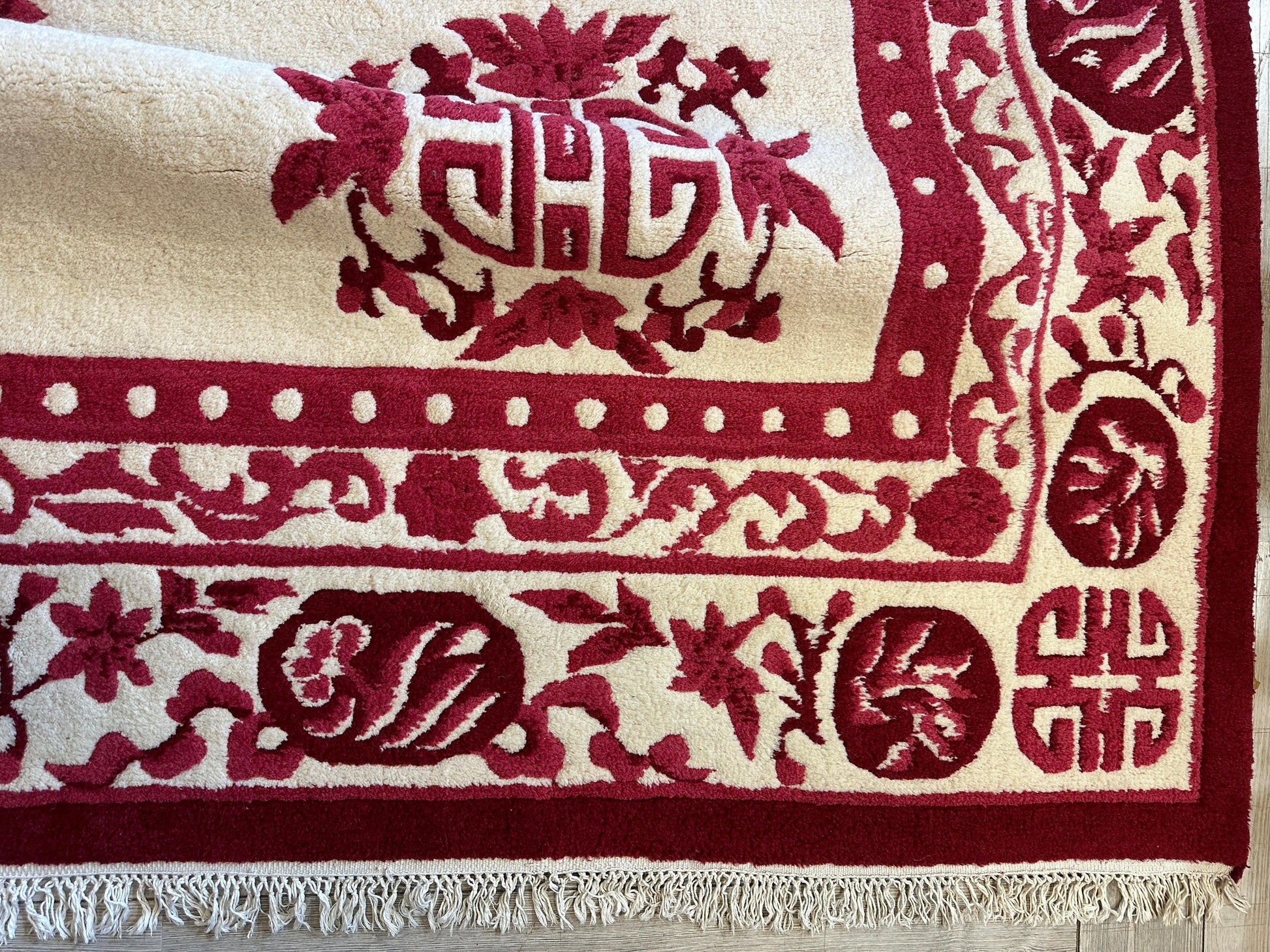 Red & Beige Chinese Art Deco Style Rug 11 x 15 - Nuvé