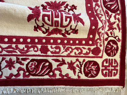 Red & Beige Chinese Art Deco Style Rug 11 x 15 - Nuvé