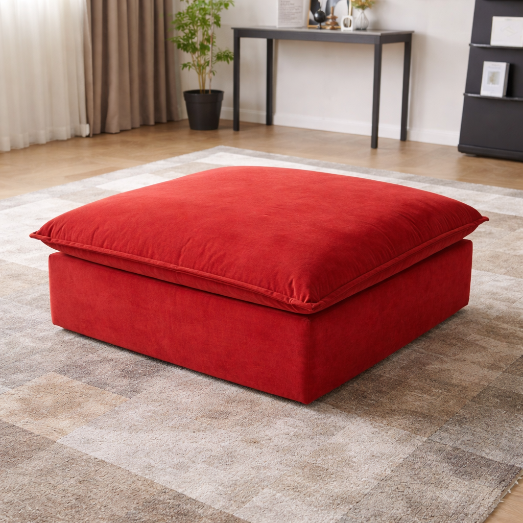 Sabi Modular Boucle Cloud Sofa - Red - Single Ottoman - Nuvé