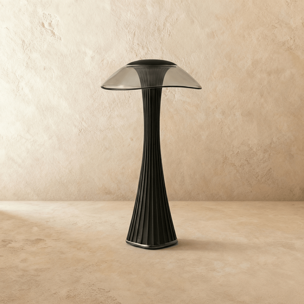 Ripple Table Lamp by Residence Supply featuring a textured glass base and a fabric shade, ideal for modern home decor.