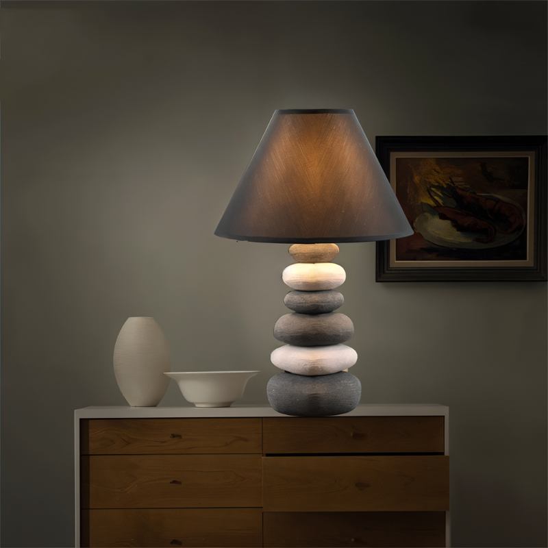 Residence Supply Rocky Table Lamp with textured rocky base and fabric shade, ideal for modern living room or bedside decor.