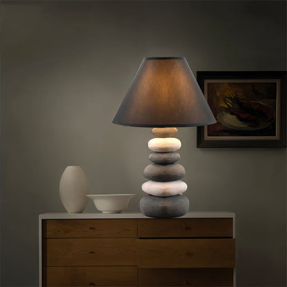 Residence Supply Rocky Table Lamp with textured rocky base and fabric shade, ideal for modern living room or bedside decor.