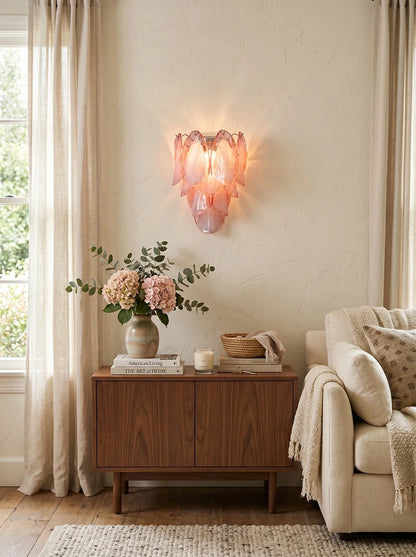 Pink Lotus Textured Glass Wall Sconce