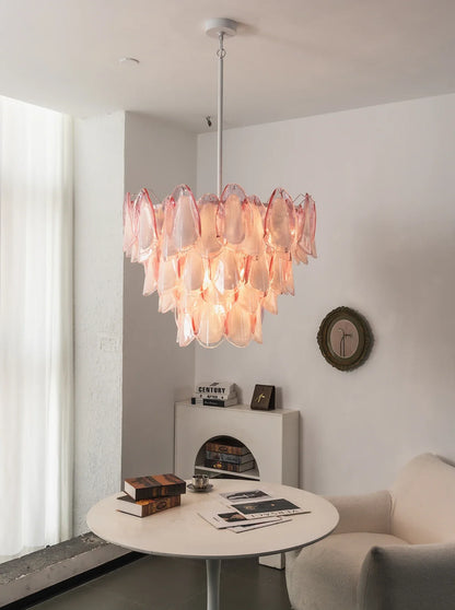 Rosalind Pink Glass Petal Chandelier