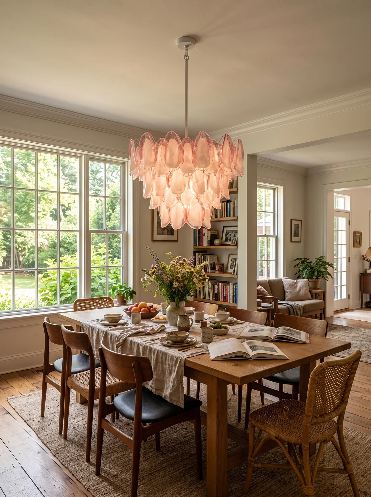 Rosalind Pink Glass Petal Chandelier