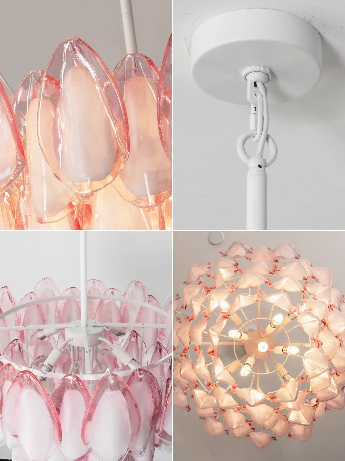 Rosalind Pink Glass Petal Chandelier