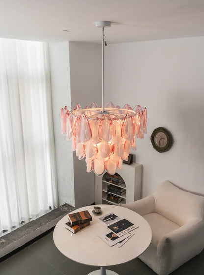 Rosalind Pink Glass Petal Chandelier