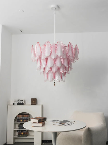 Rosalind Pink Glass Petal Chandelier