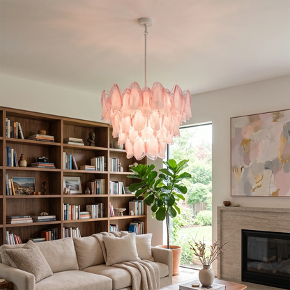 Rosalind Pink Glass Petal Chandelier