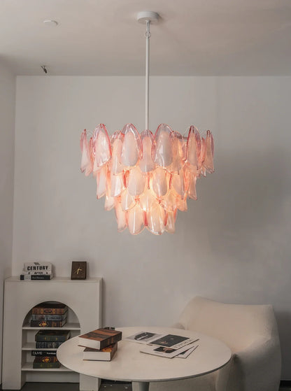 Rosalind Pink Glass Petal Chandelier
