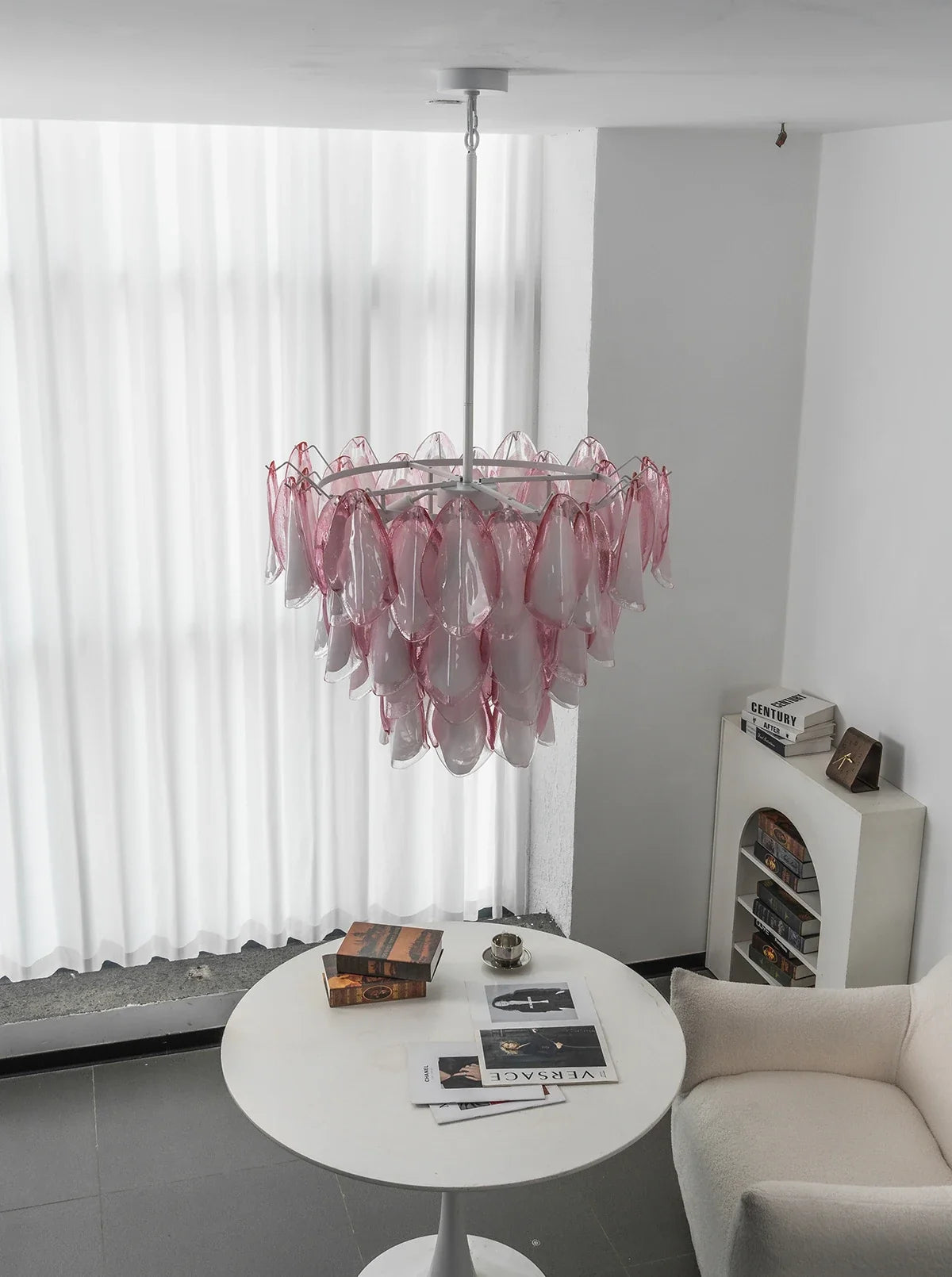 Rosalind Pink Glass Petal Chandelier