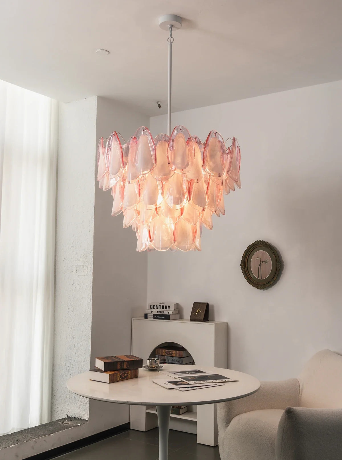 Rosalind Pink Glass Petal Chandelier