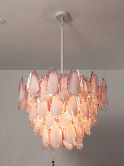 Rosalind Pink Glass Petal Chandelier