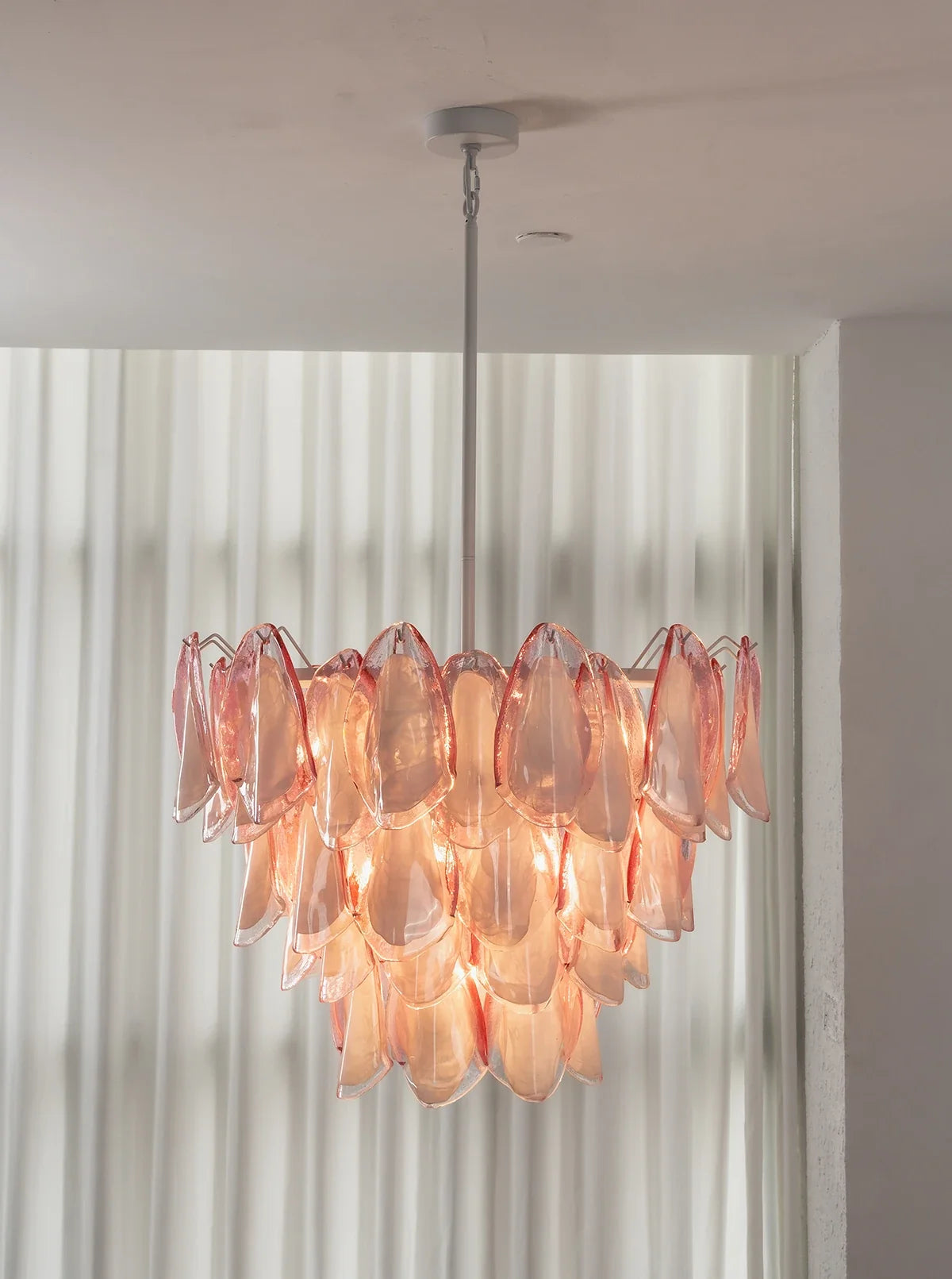 Rosalind Pink Glass Petal Chandelier