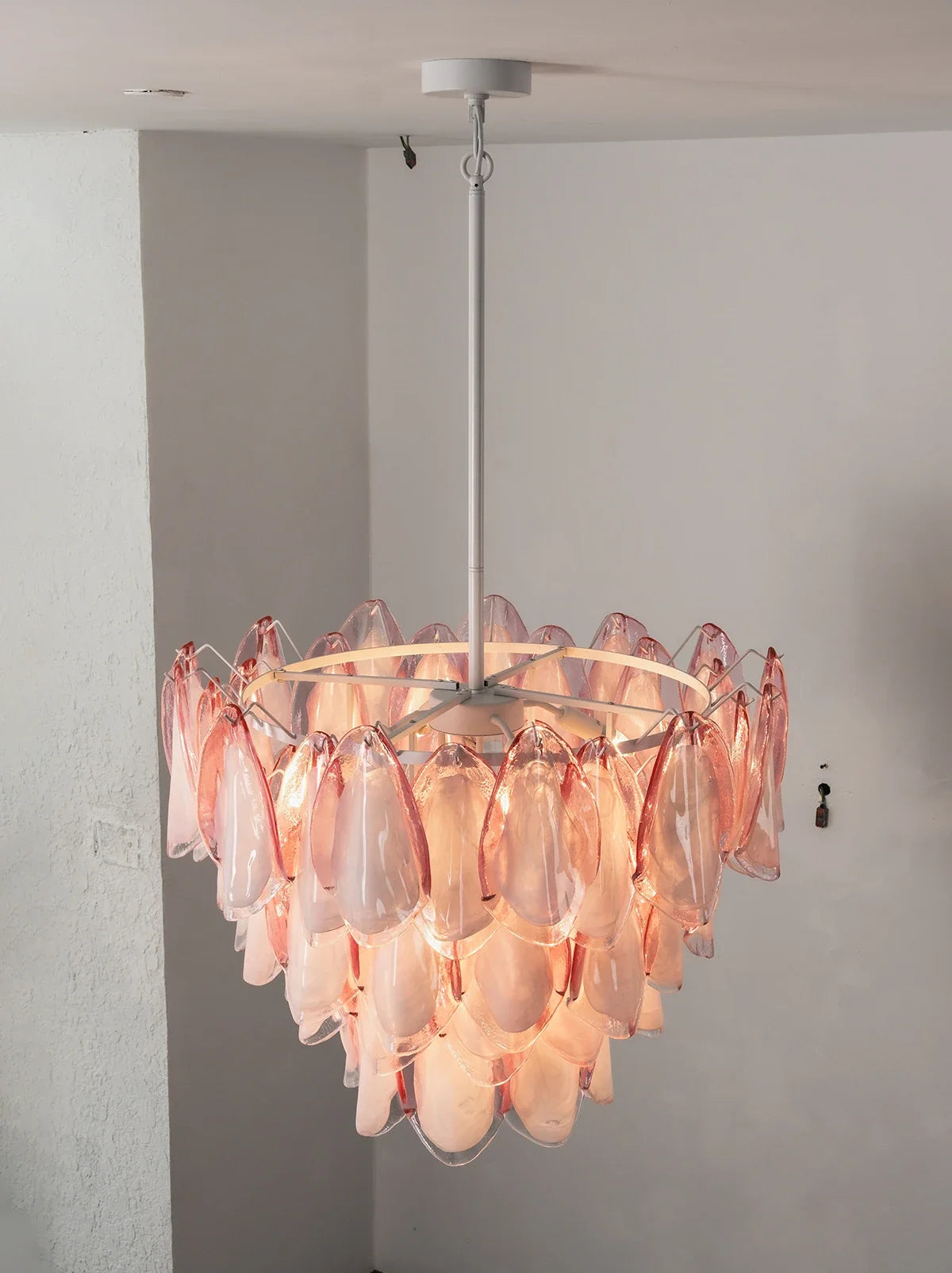 Rosalind Pink Glass Petal Chandelier