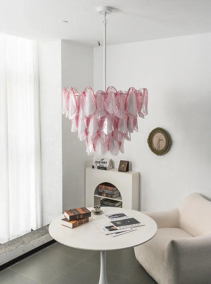 Rosalind Pink Glass Petal Chandelier