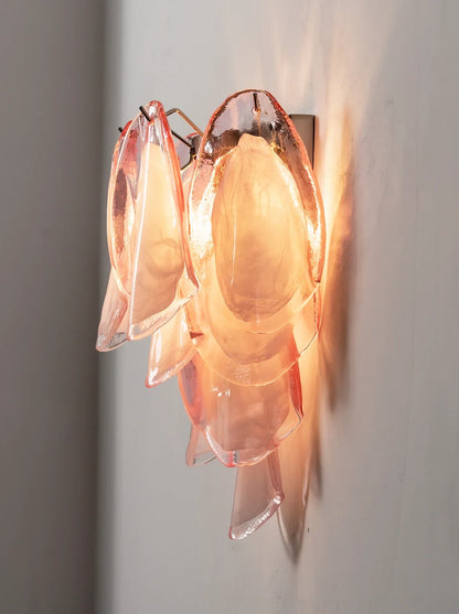 Pink Lotus Textured Glass Wall Sconce