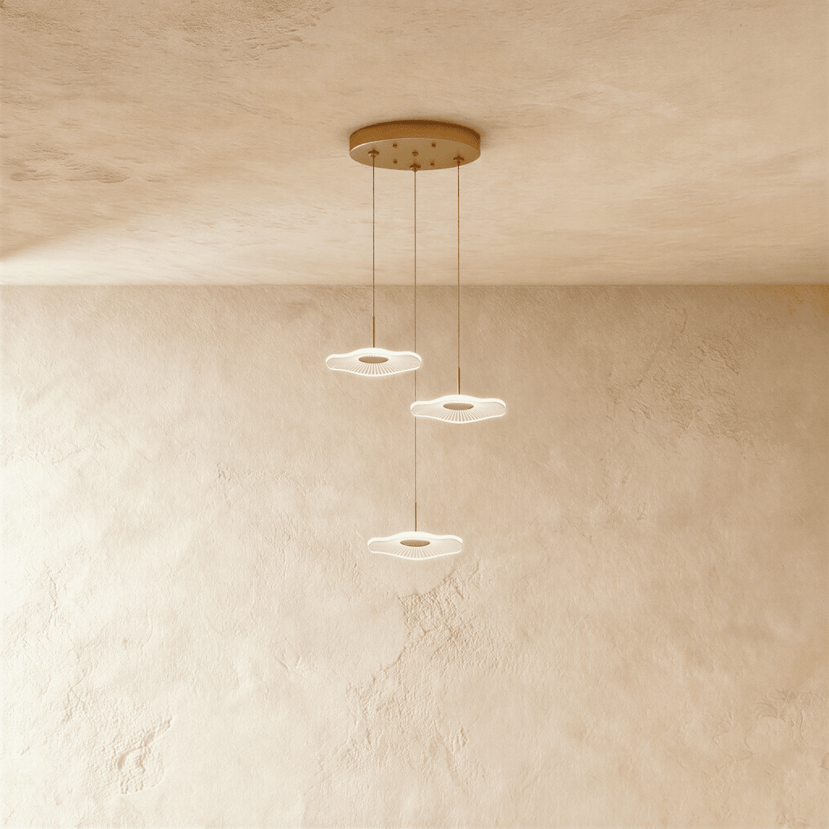 Rotasu Staircase Chandelier by Residence Supply, featuring elegant metal design with multiple light fixtures for modern stairwell illumination.
