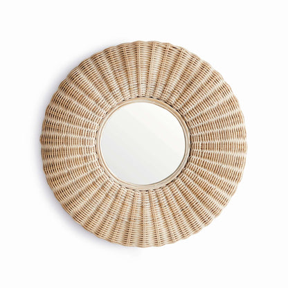 Round Woven Rattan Wall Mirror - Nuvé