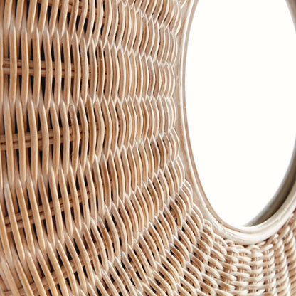 Round Woven Rattan Wall Mirror - Nuvé