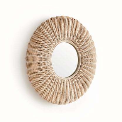 Round Woven Rattan Wall Mirror - Nuvé