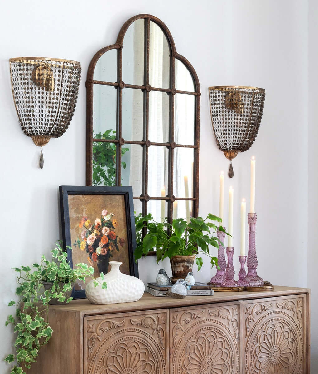 Rustic Farmhouse Iron Windowpane Mirror - Nuvé