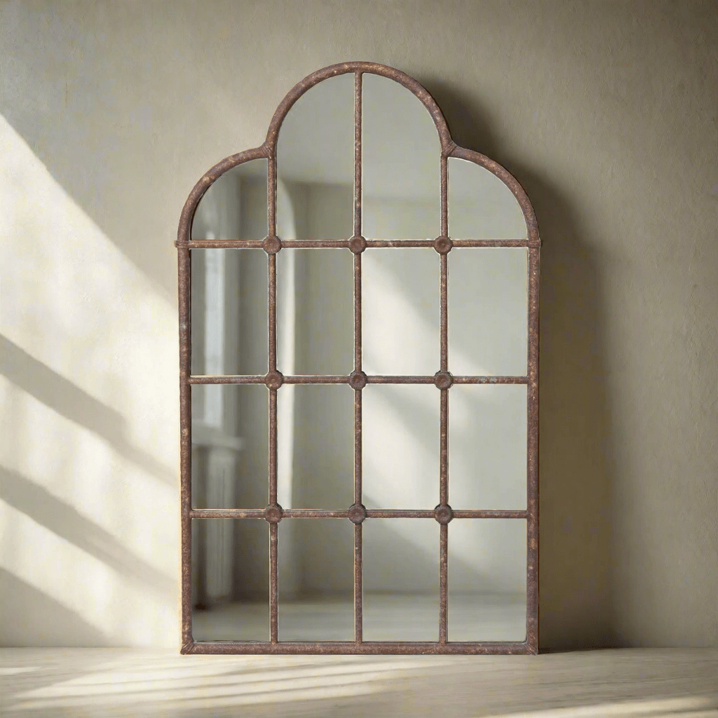 Rustic Farmhouse Iron Windowpane Mirror - Nuvé