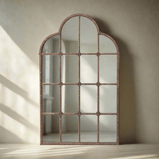 Rustic Farmhouse Iron Windowpane Mirror - Nuvé