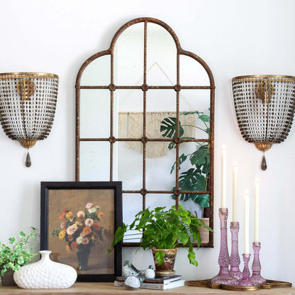 Rustic Farmhouse Iron Windowpane Mirror - Nuvé