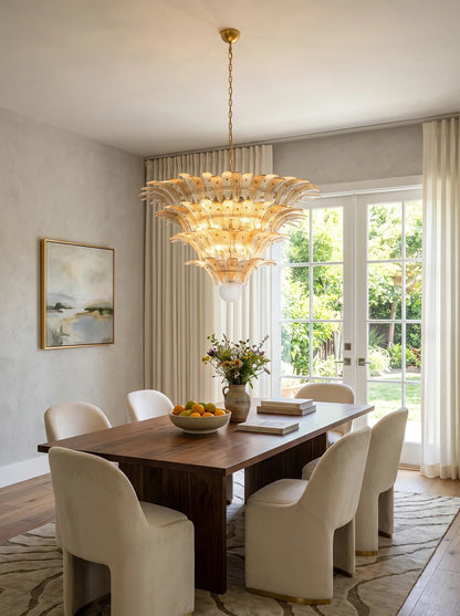 Sabal Amber Clear Glass Palm Leaf Chandelier