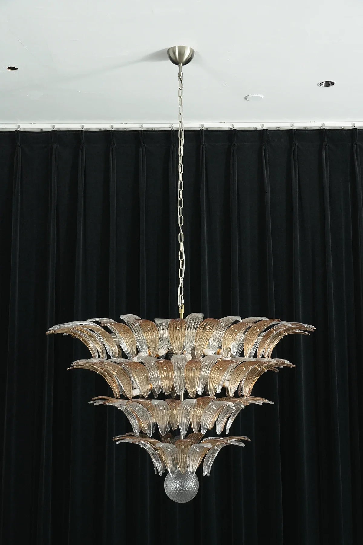 Sabal Amber Clear Glass Palm Leaf Chandelier