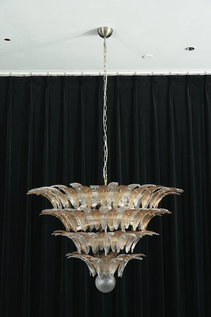 Sabal Amber Clear Glass Palm Leaf Chandelier
