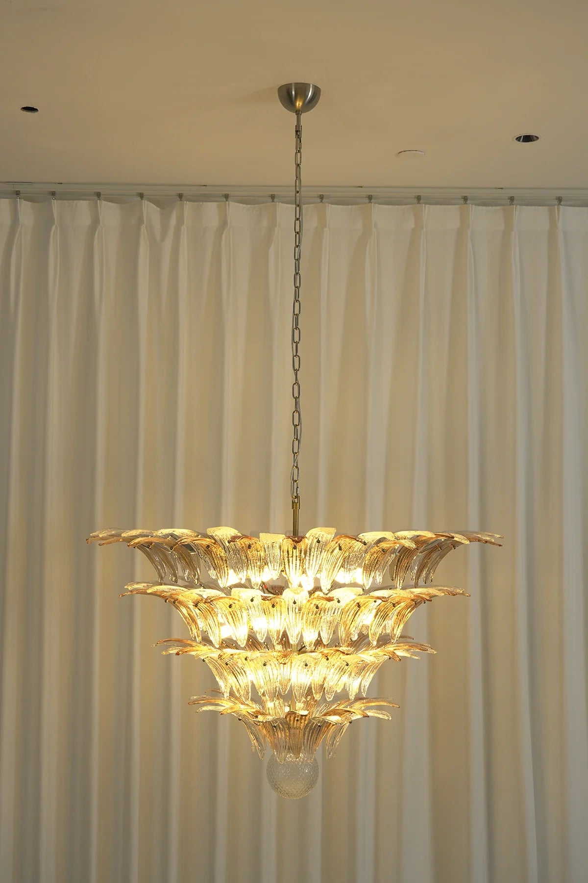 Sabal Amber Clear Glass Palm Leaf Chandelier