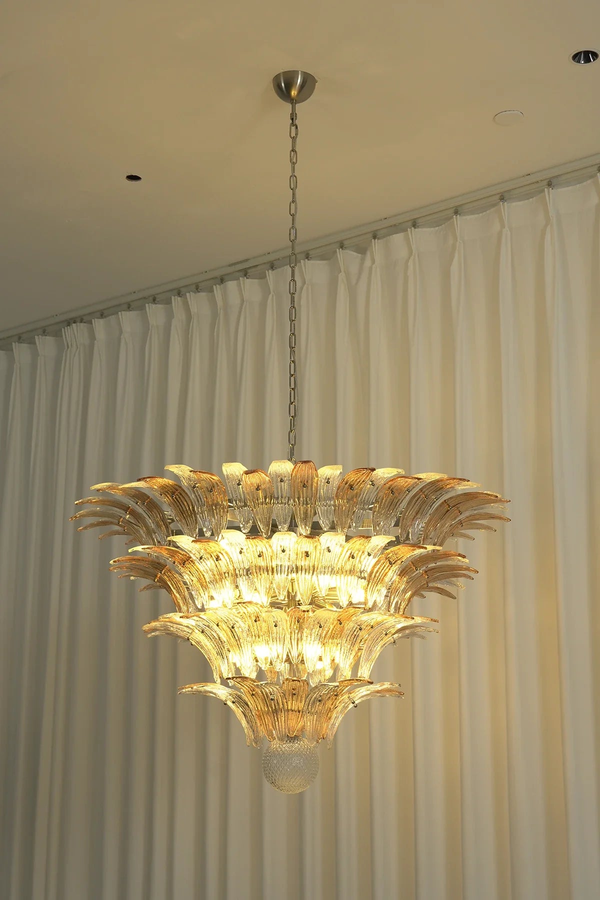 Sabal Amber Clear Glass Palm Leaf Chandelier