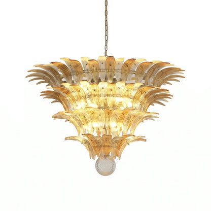 Sabal Amber Clear Glass Palm Leaf Chandelier