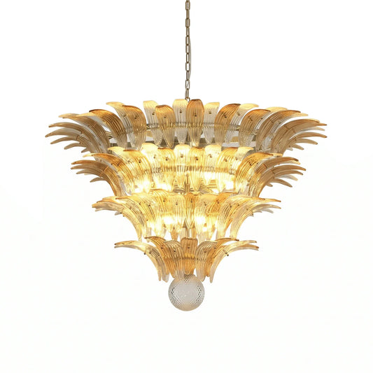 Sabal Amber Clear Glass Palm Leaf Chandelier