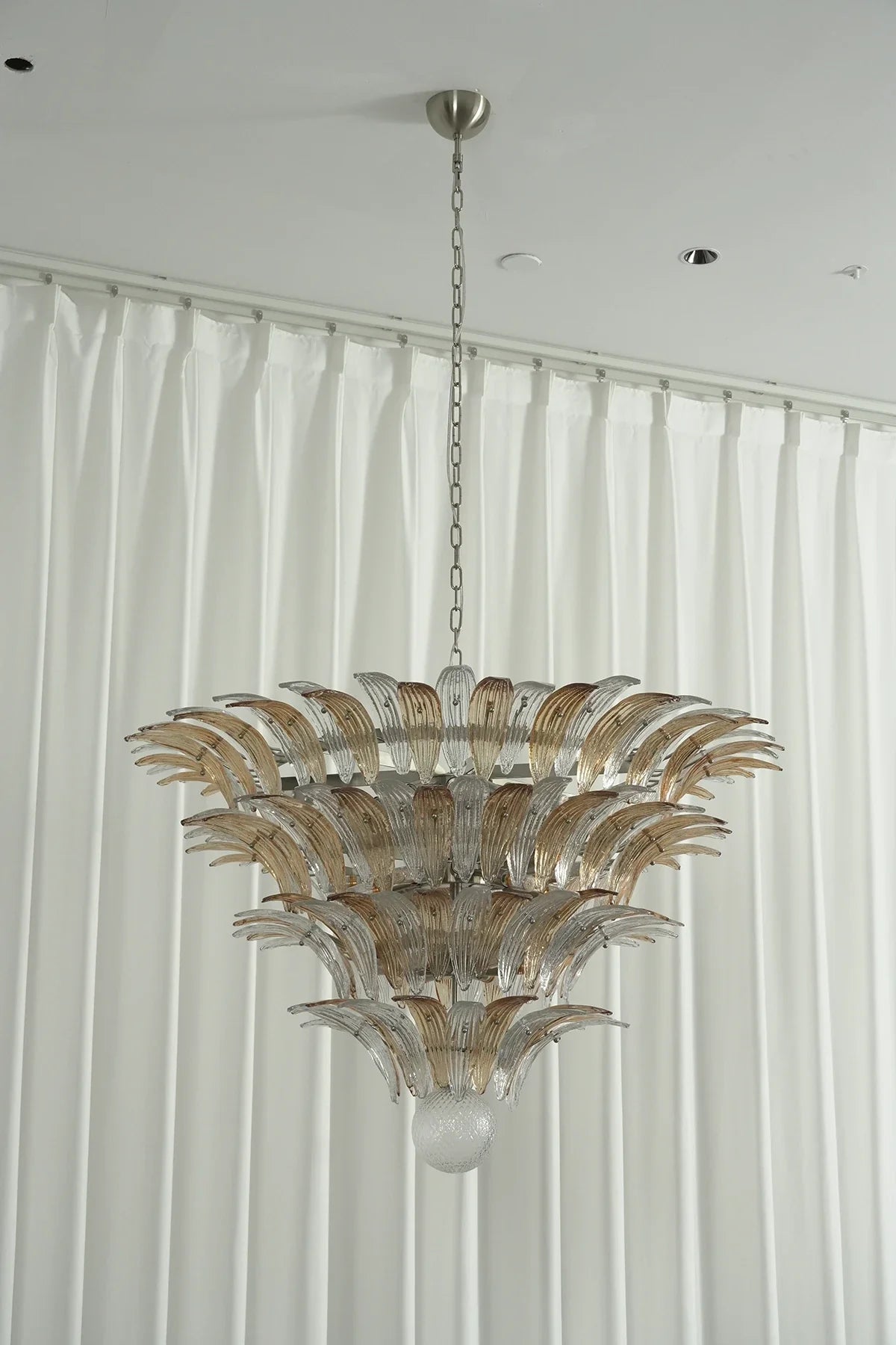 Sabal Amber Clear Glass Palm Leaf Chandelier