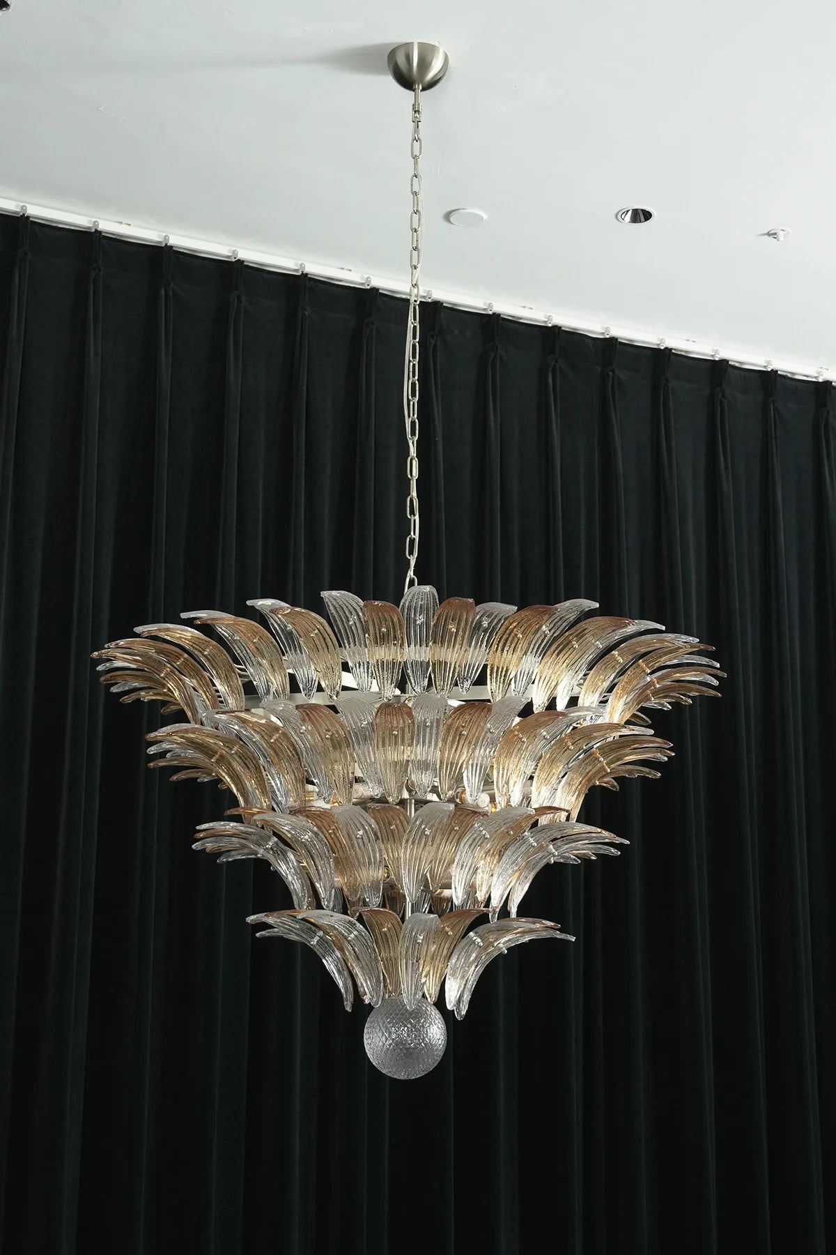Sabal Amber Clear Glass Palm Leaf Chandelier