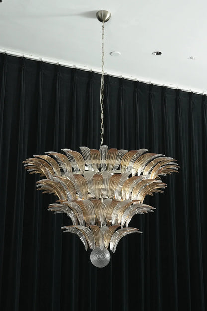 Sabal Amber Clear Glass Palm Leaf Chandelier
