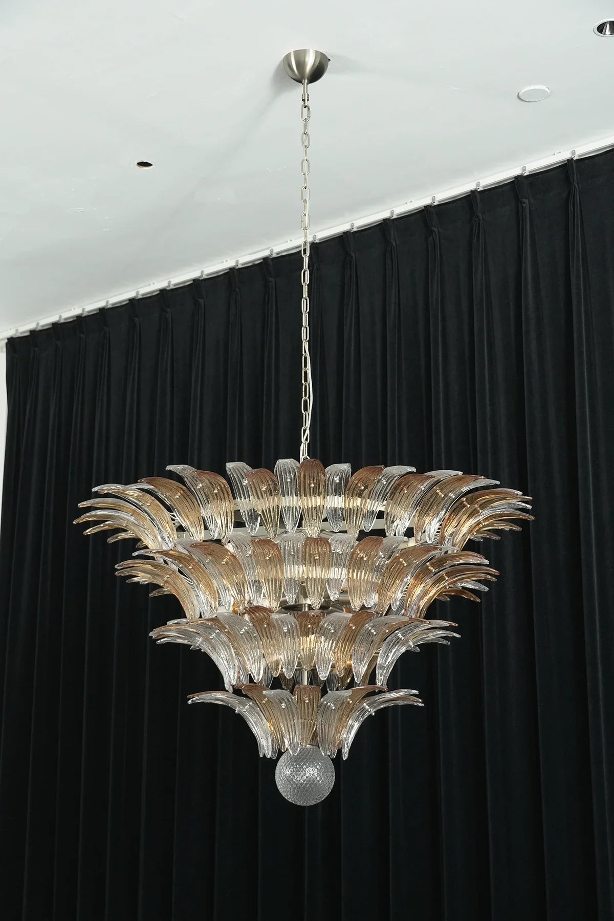 Sabal Amber Clear Glass Palm Leaf Chandelier