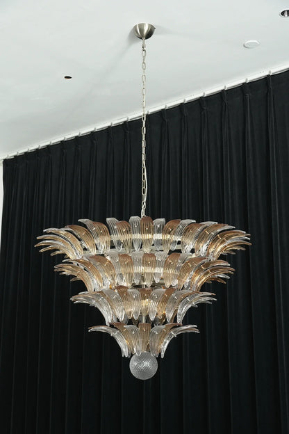 Sabal Amber Clear Glass Palm Leaf Chandelier