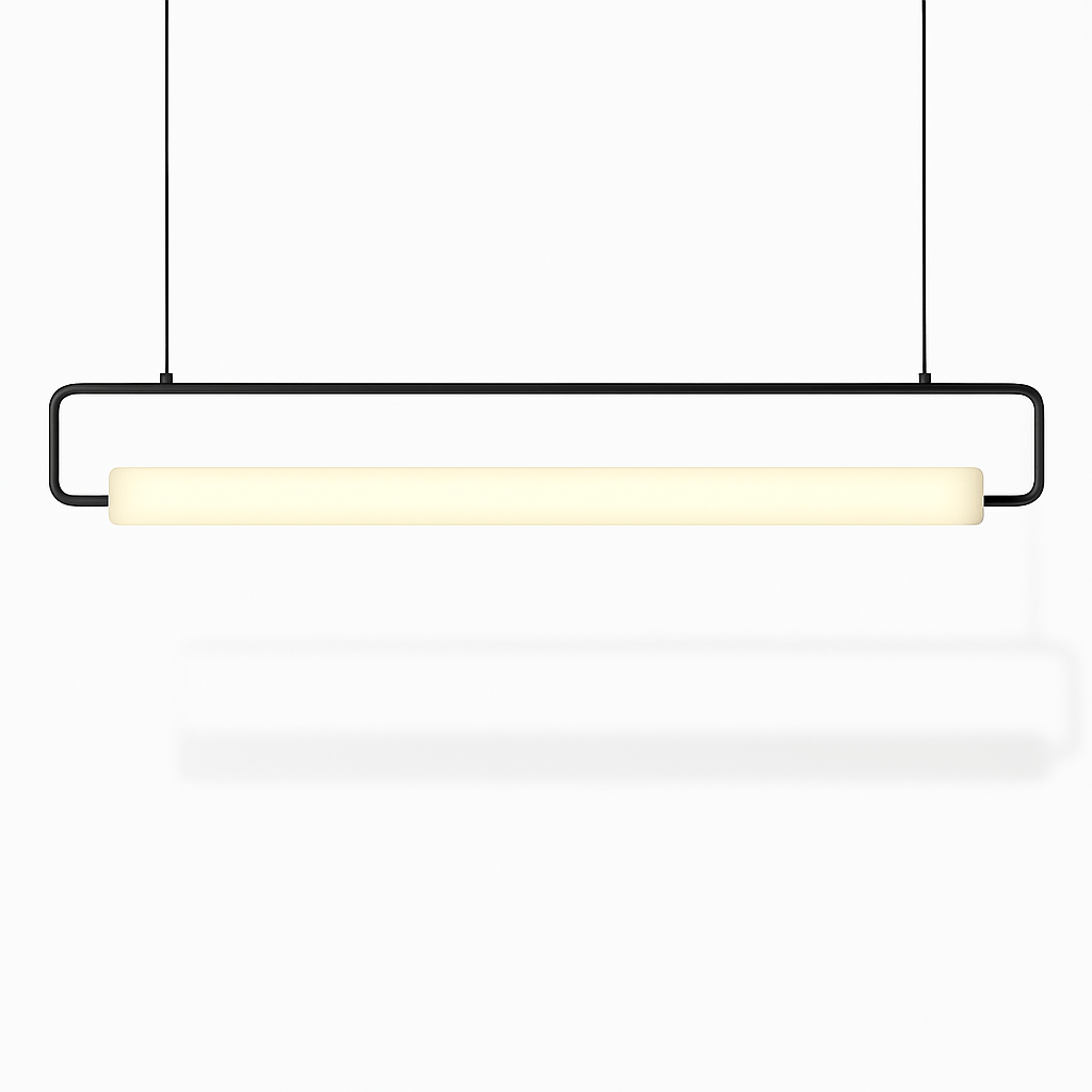 Modern Sanaa Pendant Light by Residence Supply with a sleek metal frame and glass shade hanging from a ceiling mount.