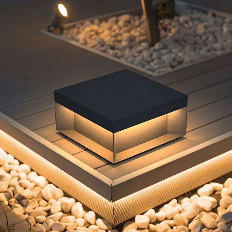Residence Supply Senadina outdoor garden lamp with a sleek, modern design and clear glass shade for outdoor lighting.
