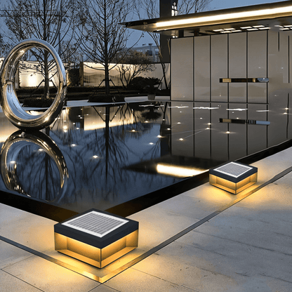 Senadina outdoor garden lamp by Residence Supply, weather-resistant metal design with warm LED light for outdoor lighting.